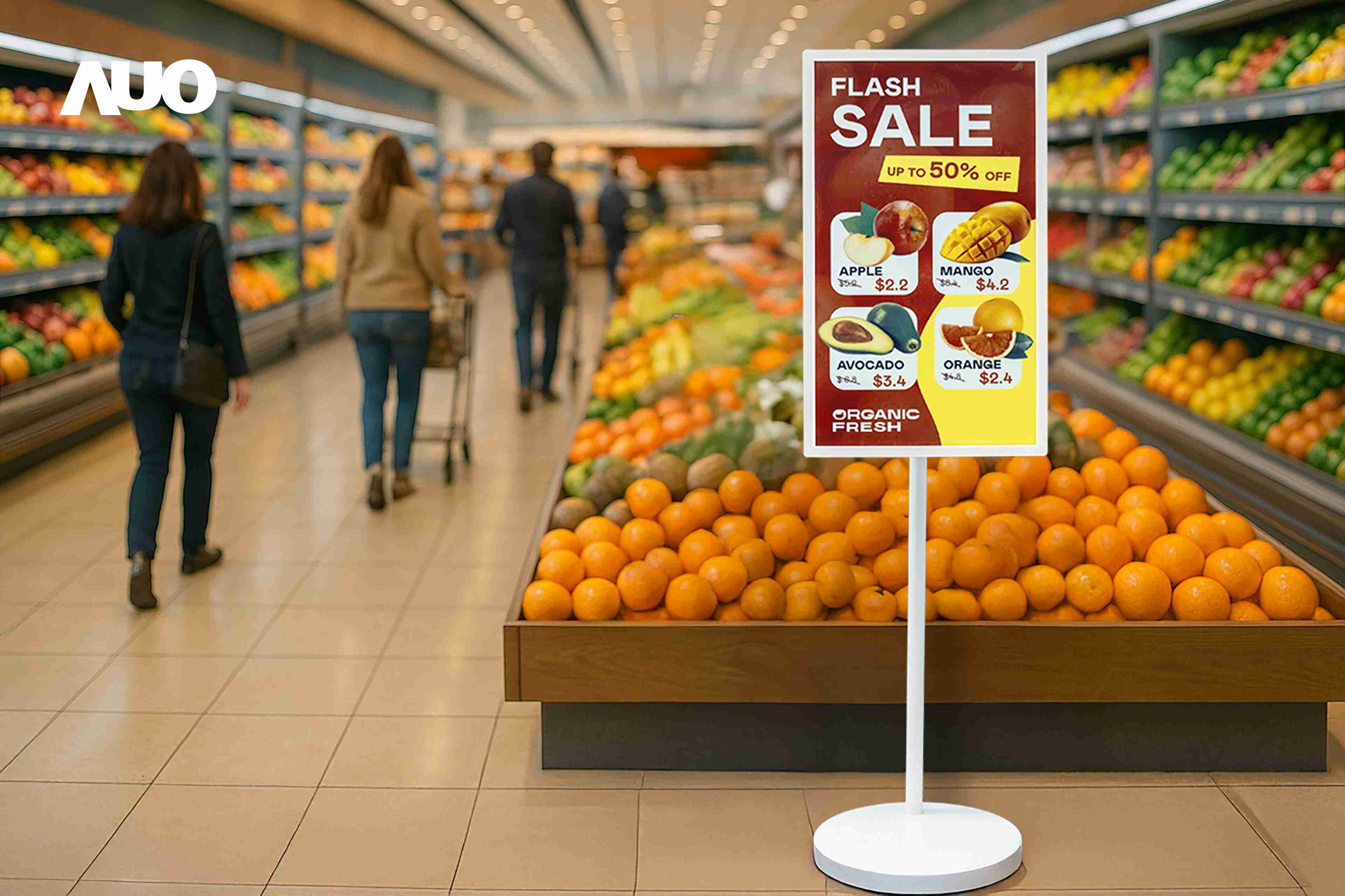 达擎首亮相低功耗、、、全彩的〝aecoPost电子纸解决方案〞，，，，仅在更新画面时需要微量的电力驱动，，无需布建电线的便捷设计，，使其可灵活应用、、、、随意置放，，，，并可透过云端或行动装置app，，，，轻松管理及排程广告内容，，晋升店头营销利器。。